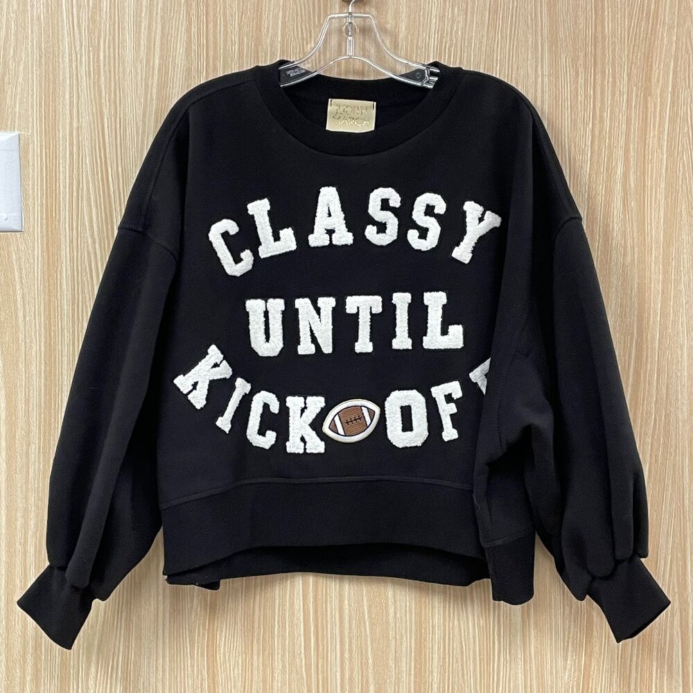 Judith March Classy Until Kickoff Black Pullover Sweatshirt Size XL